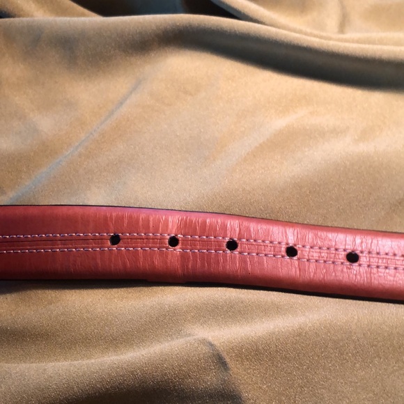 Tasso Elba Leather belt light brown/ decorative finish stitching/ metal buckle - Picture 9 of 10